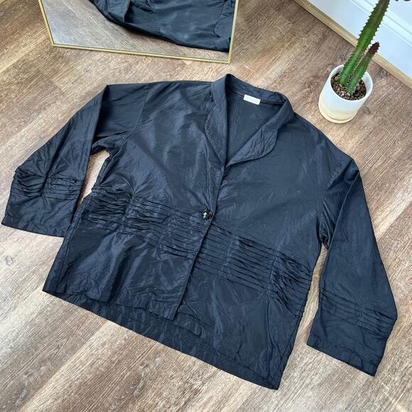 Krista Larson Womens 100% Silk Collar Button Front Blazer Jacket OS - Picture 3 of 6